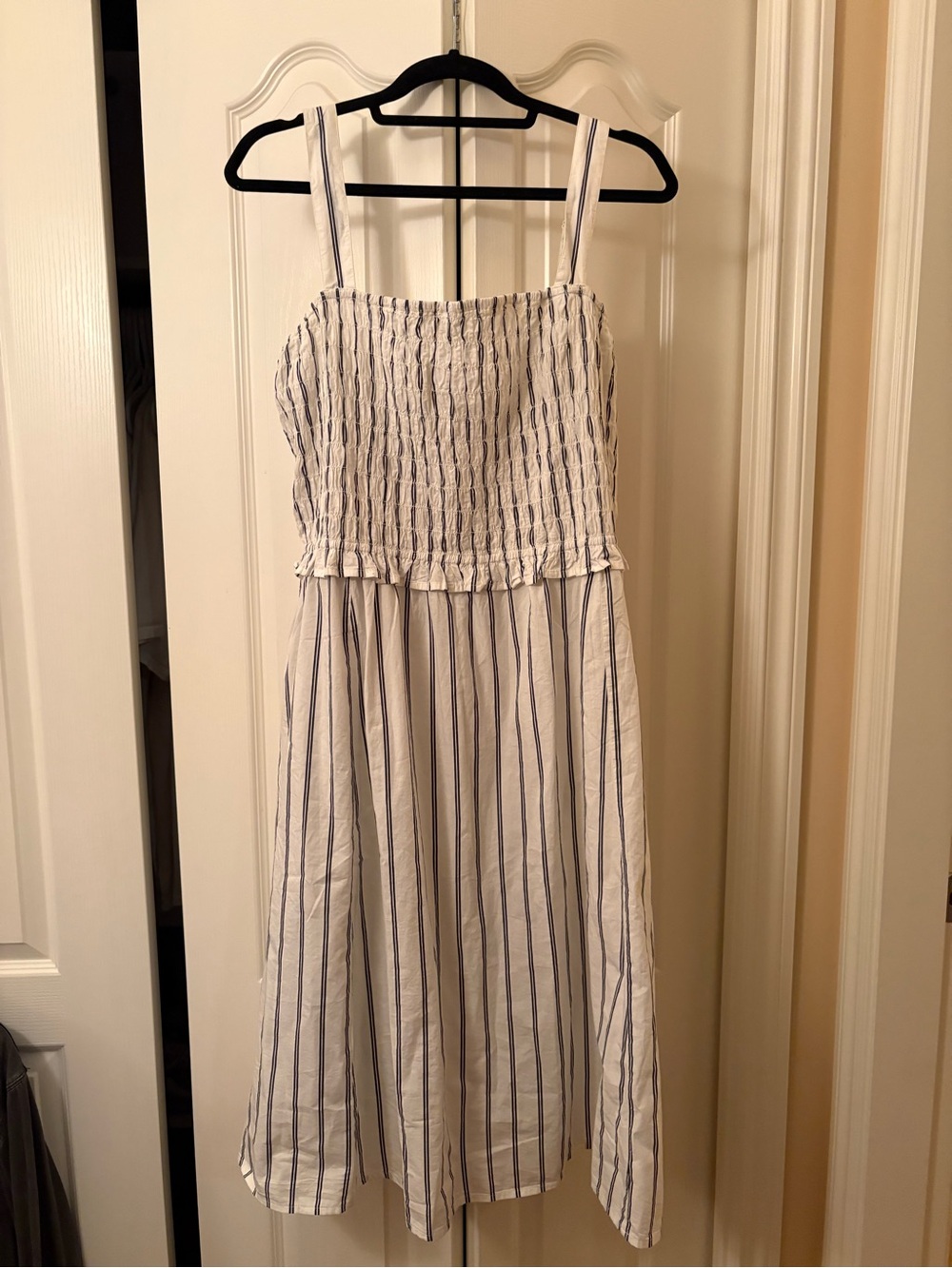 Old Navy Taylor Swift engagement dupe White and Navy Striped Sundress